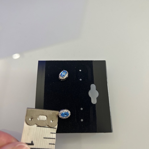 Genuine blue spinel oval gemstones, Sterling silver 925 studded earrings - Picture 7 of 7